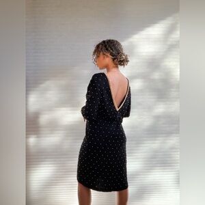 Vintage STAL Hand Beaded Gold Stud Cocktail Dress